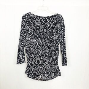 Style & Co Scoop Neck 3/4 Sleeve Tunic Top, Size XL, Black White